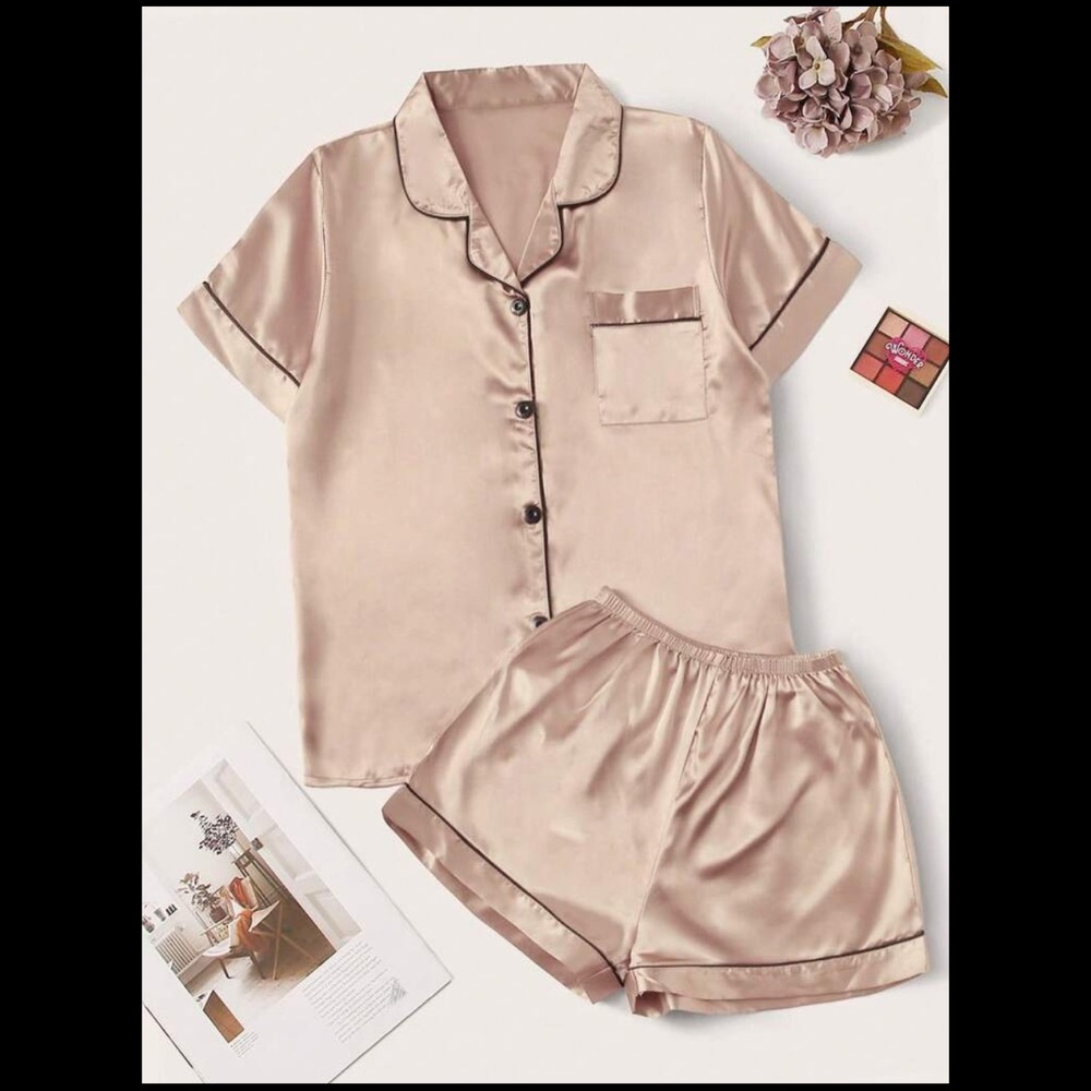Faux Satin Pajama Set
